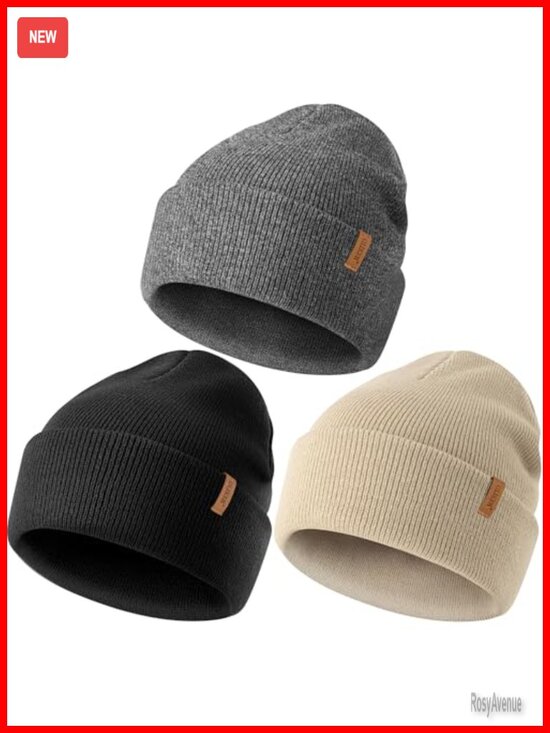 Double Layer Warm Knit Beanie Skull Cap for Cold Weather main image 5